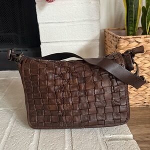 McFadin Stacy & Laurie Leather Studded Shoulder Bag Chocolate Brown Purse